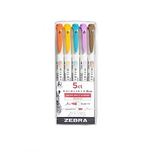 Zebra Mildliner Double Ended Brush Pen & Marker 5/Pkg-Warm (DLM Direct FR, neuf)