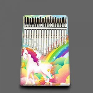 Hearda Kalimba 17 cl&eacute;s Instrument de Musique, Portable Pouce Piano Africain Marimba Kalimba Cadeau Kit avec Accordeur pour Enfants D&eacute;butant Amateurs de Musique - Imprim&eacute; animalier (Licorne) (Hearda, neuf)