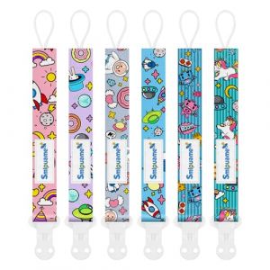 Smlpuame Attach&eacute; T&eacute;tine pour B&eacute;b&eacute; - Lot de 6 Pi&egrave;ces, Attache Sucette Multicolore, Accroche T&eacute;tine pour B&eacute;b&eacute; Gar&ccedil;on et Fille(Voyager Dans l'Espace) (CHENYIMEI, neuf)