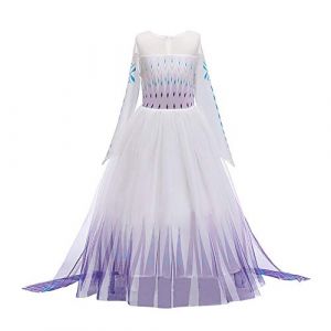 IWEMEK Filles Déguisements Princesse Elsa Robe Longue Reine des Neige 2 Costume de Carnaval Halloween Noël Robes de fête d'anniversaire Enfants B-Violet 5-6 Ans (IWEMEK, neuf)