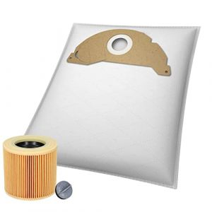 Lot de 10 sacs d'aspirateur en non-tissé à poussière adaptés pour Kärcher A2003, A2004, A2014 CarVac, A2024 PT, A2054 ME, A2064 PT, A2704 PT, A2014 CarVac, A2024 PT, A2054 ME, A2064 (jokafilter, neuf)