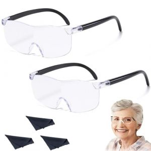 Belvanr 2 Pièces 300% Lunette Loupe Grossissante,Anti Lumière Bleue Lunettes Grossissantes avec 3 Chiffon de Nettoyage,pour Porteurs de Lunettes,Lecture,Travail de Près,Broderie,Couture et Bricolage (Belvanr, neuf)