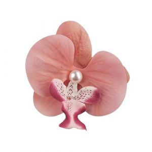 Pince à cheveux en tissu - Design floral - Nymphes artificielles - Orchidées - Bohême - Fausse perle de canard - Épingle à cheveux pour femme - Accessoire léger - Rouge pastèque (kilnbright, neuf)