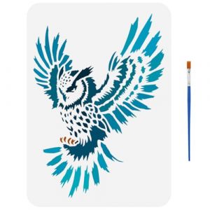 FINGERINSPIRE Pochoir de Peinture de Hibou Battant Avec 1 Pinceau Plastique Pochoir de Peinture Animal Hibou R&eacute;utilisable 21X29.7cm Pochoirs Animaux pour Bois Tissu Murs Meubles D&eacute;cor Int&eacute;rieure DIY (FINGERINSPIRE FR, neuf)
