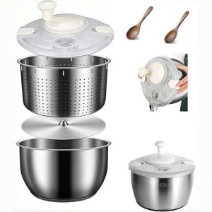 Générique Essoreuse à Salade INOX 6L – Essoreuse de Légumes, Lave-Fruits & Déshydrateur de Laitue, Meilleur Choix Manuel BPA-Free pour Cuisine Maison ou Commerciale,Stainless Steel 6L (WE-EUStore, neuf)