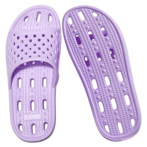 Josaywin Chaussons de Douche Femme Claquette Salle de Bain L&eacute;g&egrave;res Confortables Chaussures de Piscine et Plage Pantoufles de Douche Antid&eacute;Rapantes avec Trou Pour Douche Violet 38 (Before Long, neuf)