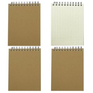 JOYISEN Cahier Spirale 4 Pièces A6 Cahier Petit Carreaux 80 Feuilles/ 160 Pages Kraft Carnet de Notes A6 Bloc d'écriture de Journal de Bureau et d'école Bloc de Dessin (Beige) (JOYISEN, neuf)