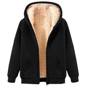 Veste Polaire Femme, Polaire Femme Veste Hiver Chaude Sweats Manteau &agrave; Capuche Zipp&eacute; Laine &eacute;Pais Souple Blousons Fourrure Hooded Coat Manche Longue Cardigan Casual Mode Hiver Chaude Outerwear (Geyunxue, neuf)