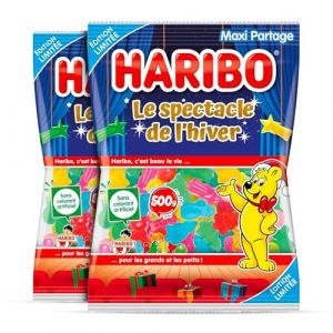 HARIBO Assortiments G&eacute;lifi&eacute;s Doux Spectacle de l&rsquo;Hiver &ndash; Bonbons Tendres sans Colorants Artificiels &ndash; lot de 2x 500g (Ponera, neuf)