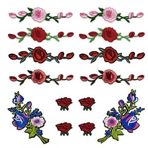 Woohome 14 PCS Patch Thermocollant Fleurs de Rose, 4 Couleur Rose Patch Fleur Ecussons Brodés à Repasser Patchs pour Jeans, Vêtements, Chapeau, Chaussures (CXiong, neuf)