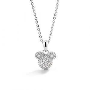 Dankadi Collier de Pendentif Mickey en 925 Argent 18" 20" 22", 46 50 56 CM Chaîne Réglable avec Mickey Oreille Animal Zirconium Magnifique Cadeau de Bijoux pour Femme (Mei Yun Jewelry, neuf)
