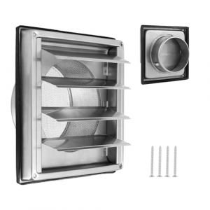 Grille de ventilation en acier inoxydable ZLLZPZD 125 mm verrouillable avec moustiquaire, clapet anti-retour, idéale pour le montage mural extérieur des système de ventilation et des hottes aspirantes (ZLLZPZD, neuf)