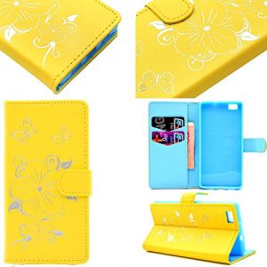 Meet de Lotus papillon rutilant pour Huawei P8 Lite Soft TPU, Huawei P8 Lite Protection Etui Souple Flexible Coque TPU Silicone Soft Case,Housse / Case pour Huawei P8 Lite, Doux Silicone Bumper Case Cover Case Housse de Protection Etui Portefeuille Case H