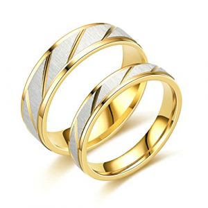 Beydodo Anneaux de Mariage Acier Inoxydable, Bague en Or avec Argent Brossé Taille 49 et Taille 57 Bague Fiancaille Couple (BeyDoDo, neuf)