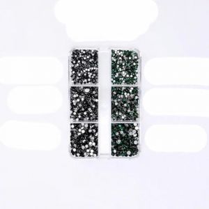 Kit de décoration d'ongles, 6 grilles, mélange de tailles, diamant, dos plat, strass, autocollants faciles à poser, cristaux Non correcteurs, vert de jais (qichunxianshuaideyongshangmaoxinggerenduzioz, neuf)