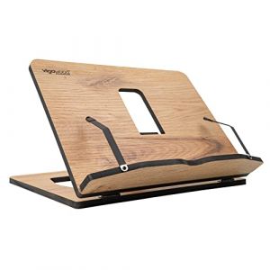 Vigo Wood Support de livre, support de lecture, support de livre de cuisine, support de livre de recettes, support de livre de cuisine pour la cuisine, support de livre pour la lecture au lit (chêne) (Vigowood, neuf)