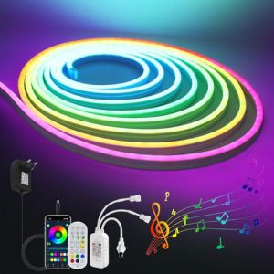 Wisada Rubans à LED, Music Sync Color Changing Strip Lights avec télécommande et application RGB Full Color Neon Lights, pour la décoration de fête à la maison (DC 12V, 10M (5M*2)) (newtopp100, neuf)