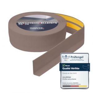 HOLZBRINK Plinthe souple autoadhésive 50x20mm, 20 m | Plinthe PVC pour finition plan de travail, sous-meubles| Cornière PVC flexible | Couleur : cappuccino (Jumbo-Shop, neuf)