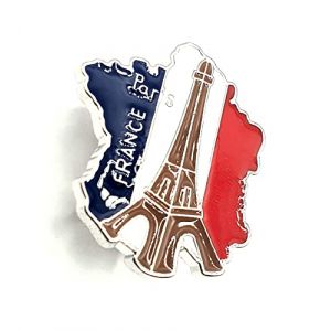 Pin's en métal avec drapeau français et tour Eiffel, Métal (SNS Components, neuf)