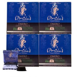 BOCCA DELLA VERITA - Bo&icirc;te de 40 capsules de caf&eacute; italien OMERO Espresso Superior, Capsules compatibles avec la machine &agrave; caf&eacute; Lavazza&reg; A Modo Mio, 100% Made in Italy (God Save The Coffee, neuf)