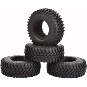 KINGCOO Lot de 4 pneus de voiture RC Crawler en caoutchouc 1,9" pour 1:10 RC Rock Crawler Pi&egrave;ces pour Axial SCX10 D90 TF2 TRX4 Tamiya Gen8 (A-100 mm) (KINGCOO-Direct, neuf)