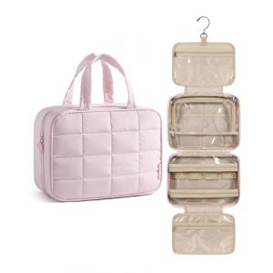 BAGSMART Trousse de toilette de voyage pour femme - &Agrave; suspendre - Sac de toilette &agrave; suspendre - Trousse de maquillage volumineuse - Accessoire de voyage, Rose (HZJZ FR, neuf)