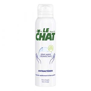 Le Chat - Spray pour les mains - Désinfectant - Antibactérien - Absorbé rapidement - Sans rincage - Sans Parfum - Elimine 99% de bactéries - Aérosol de 150 ml (WeServ Store, neuf)