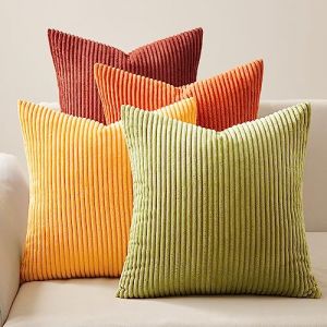 Topfinel Housse de Coussin 40 x 40 Automne Jaune Orange en Velours Côtelé Décoration Chambre Salon Maison Lot de 4 Housse Coussin Canapé Lit Jardin Déco Aesthetic Scandinave (NoledarEU, neuf)