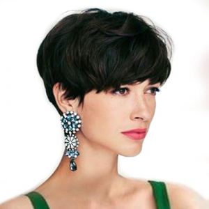 Queentas Perruque courte noire pour femme noire, perruque courte pour femme, perruque coupe Pixie en fibre synth&eacute;tique (noir) (Queentas, neuf)