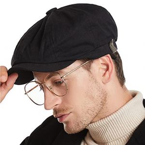 CLAPE Casquette Shelby Casquette Gavroche Homme Casquette Gatsby Vintage Newsboy Cap Baker Boy Hat Casquettes Souples,BL42-Black,Taille Unique (CLape, neuf)