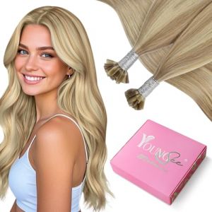 YoungSee Extension de Cheveux K&eacute;ratine Blond Cendr&eacute; 35 cm Extension Cheveux Naturel Keratine Meche Blond Extensiosn a Chaud 1g / Meche Courts 50 Meches/50g 16/22 (YoungSee Europe, neuf)