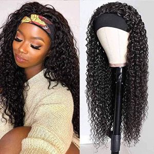 LOVFIR Perruque avec Bandeau Perruque Bandeau Cheveux Humain Perruque Cheveux Humain Bouclés Kinky Curly Headband Human Hair Perruque Femme Naturelle Brésilien Couleur Noire Naturelle 16 Pouces (PF hair products, neuf)