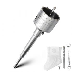 Jeu de couronne de 73 mm avec adaptateur SDS plus 220 mm et pointe de centrage 8 x 110 mm, couronne perforatrice pour ma&ccedil;onnerie et b&eacute;ton (XIQEE, neuf)