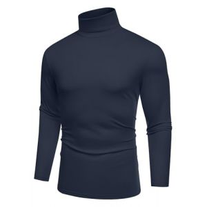 COOFANDY Pull Col Roulé Homme Fin T-Shirt Manches Longues Basique sous-Pull Slim Fit Bleu Violet XXL (COOFANDY EU, neuf)