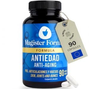 Collagène Marin Hydrolysé + Acide Hyaluronique + Vitamine C et A + Sélénium + Q10 + Resvératrol au 98% | 90 collagene marin gelules | Collagene et Acide Hyaluronique pour Peau, Articulations et Os (Magister Formula, neuf)