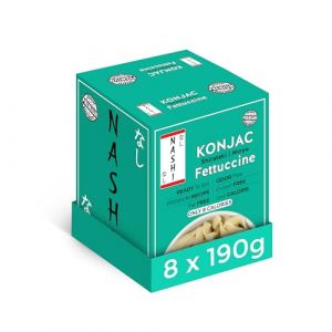 P&acirc;tes Fettuccine Konjac Nashi Shirataki - Sans odeur, faibles en calories et sans graisse, adapt&eacute;es aux repas instantan&eacute;s v&eacute;g&eacute;taliens et compatibles avec le glucomannane et le c&eacute;to (8&times;190g) (Natural Organic UK, neuf)