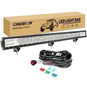 RIGIDON 115 cm 45 pouces 612W led light barre avec 12V faisceau de câblage kit, Triple rangée barre d'éclairage led, barre lumineuse led pour offroad Véhicules Voiture camions ATV 4x4,6000K blanc (Sanyue-EU, neuf)