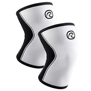 Rehband Genouillère pour Entraînement de Force & Fitness - support de genou en néoprène 7mm, Flexible & Antidérapante, Genouillère pour Hommes & Femmes, Couleur:Blanc - 1 Paire, Taille:XL (Rehband, neuf)