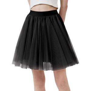 Eisnnu Jupe Tulle Femme 3 Couches Tutu en Tulle Taille Elastique Jupe Trap&egrave;ze Blanc Noir Rose pour Soir&eacute;e de Bal de Mariage Dames Tutu (Eisnnu, neuf)