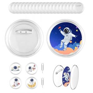 20 Pièces Faire Ses Badges Personnalisés, 60mm Badge à Épingle Acrylique, Machine à Boutons Badge Rond Transparent avec épingle pour Badges de Bricolage DIY (ManZhenLi, neuf)