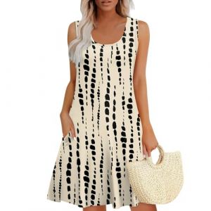 Générique Robe Dégradé Courte sans Manches Robe Ete Femme Col U Robe Manche Longue Femme Fluide Robe Courte D'été Robe De Plage Femme Elegant Noire Robe Longue Blanche Boheme Livraison Avant Noel L (Transport 10-15 jours TQBHSC, neuf)