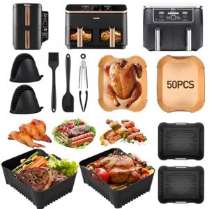 YAOYIN Moule Silicone Air Fryer, Accessoires Air Fryer pour COSORI CAF-R901-AEU 8,5L Dual Zone, Ninja Dual Zone Foodi MAX AF400/AF500EU/SL400, 9,5-10,4L Accessoires Air Fryer, COSORI 10L (YAOYIN, neuf)