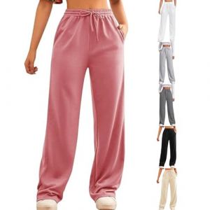 Pantalon De Jogging pour Femme Pantalon Fluide Femme Taille Elastique Pantalons Large Sweatpants Loose Jogging Taille Haute Sarouel Jambes Larges Vêtements Wide Leg Sportswear Jambe Droite Pants (HHRUONRI, neuf)