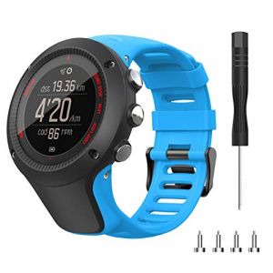 Angersi Metal Bracelet Compatible avec Suunto Ambit 1/2/2S/2R/3P/3S/3R Bands,Sport en Silicone Souple Replacement Wristband with Adjustable Longueur for Women Men (Angersi, neuf)