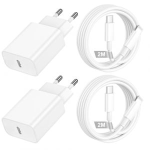 Chargeur Rapide iPhone et Cable Lightning USB C 2Pack, 20W Chargeur USB C Rapide avec [Certifi&eacute; MFi] Cable USB c vers Lightning 2m,Adaptateur Prise Secteur Type c pour iPhone 14 13 12 11 Pro X 8,iPad (BliTezz, neuf)