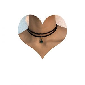 Wendalern Colliers Cristaux Superposés Boho Collier Ras Du Cou En Velours Noir Collier Vert Émeraude Collier Pendentif En Strass Goutte D'eau Collier De Pierres Précieuses Bijoux Pour Femmes Et Filles (Wendalern, neuf)