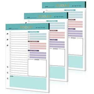 A5 To Do List Recharge Papier Planificateur Journalier Non Daté 3 Paquets 6 Trous 150 Feuilles A5 Rechargeable Refill Paper Daily Planner avec Liste TO-DO, Emploi du Temps Recto-Verso (Vert) (joy&ins, neuf)