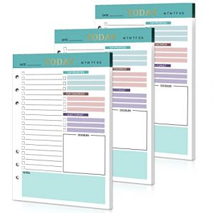 Lot de 3 paquets de papier de recharge A5 To Do List - Agenda journalier non daté - 6 trous - 150 feuilles A5 - Recharge papier journalier avec liste de choses à faire - Calendrier imprimé des deux (joy&ins, neuf)