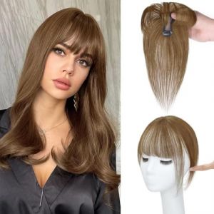 Postiche à frange, extension à clip en cheveux naturels for femmes, marron(Hellbraun-Dicke) (LWJLXWJLSDZ, neuf)