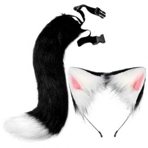 LUYANFX Bandeaux Oreilles de Chat et Fausse Queue de Renard Pince, Accessoires Costume Halloween, Serre Tete Oreille de Chat, Queue de Renard, pour Filles Femmes D&eacute;guisement Cosplay Halloween (B) (luyanteam, neuf)